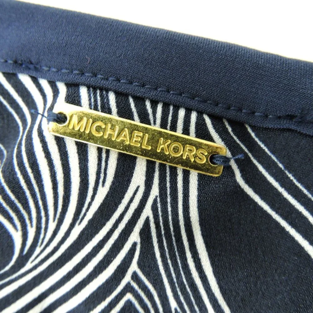 Michael Kors long sleeve dress stretchy illusion slimming silhouette print Sz L